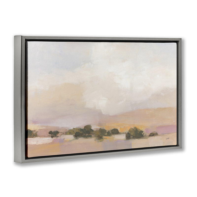 «Desert Landscape», toile flottante abstraite encadrée par Julia Purinton, Cadre flottant gris lustré, H 17 po x l 25 po