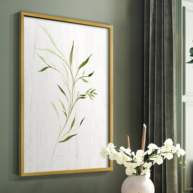 «Windblown Leaves II», reproduction encadrée - bois massif, Or, H 10 po x l 8 po