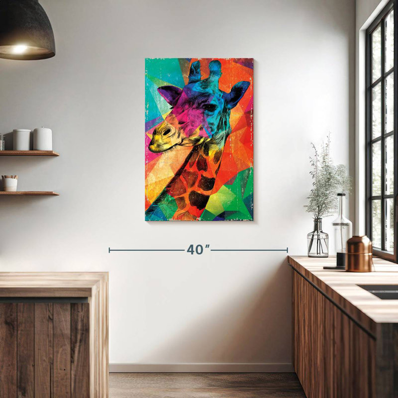 Brampt Giraffe On Geometric Colors, 36" H x 24" W