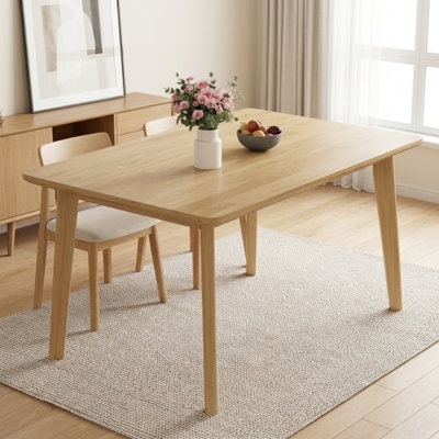 47.34" Natural Solid Wood Farmhouse Dining Table, Minimalist Retro Rectangular Dinner Table with Tapered Legs for Dining Room