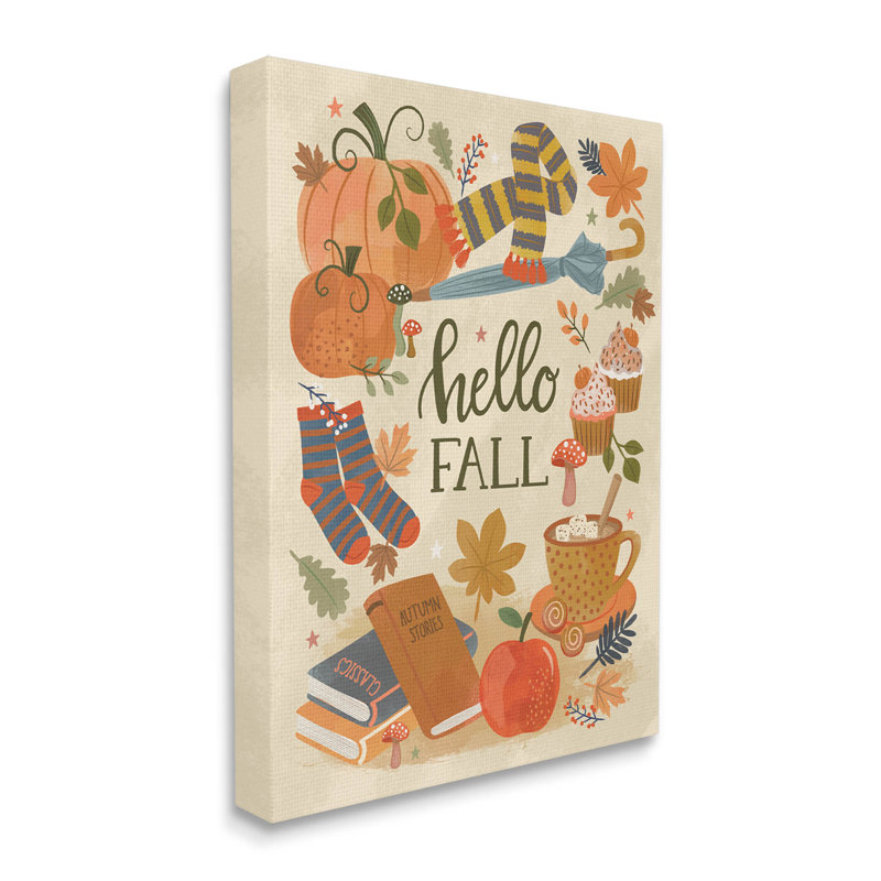 Art mural sur toile Hello Hello Cozy Autumn par Lisa Perry White, H 40 po x l 30 po x P 1,5 po