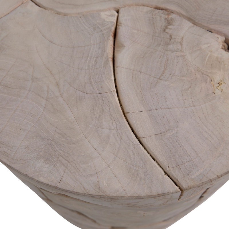 Table de bout ronde en teck blanchi de 18 po Briar