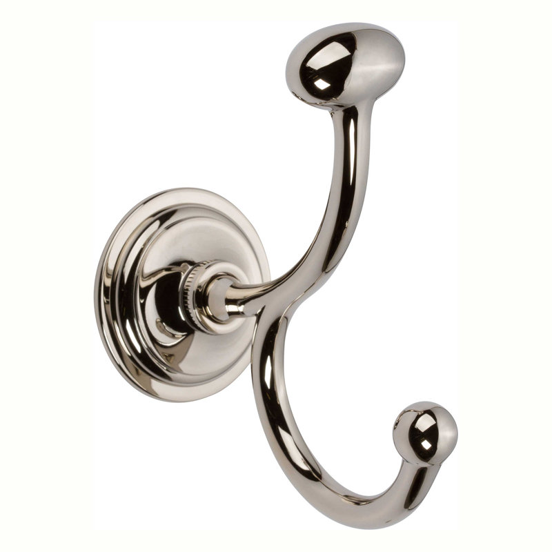 London Terrace Double Robe Hook, Polished Nickel