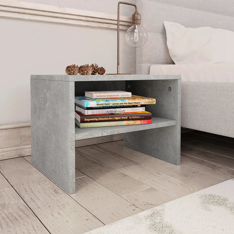Caryll Bedside Table, Concrete Grey