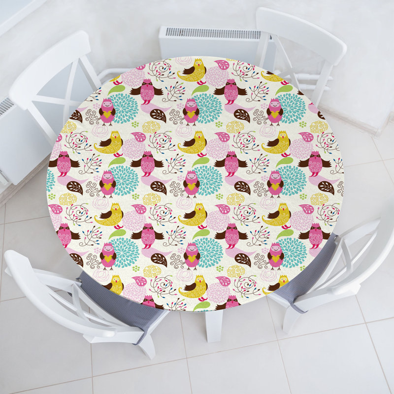 East Urban Home Cartoon Fitted Round Tablecloth Multicolor, 47.24" Round