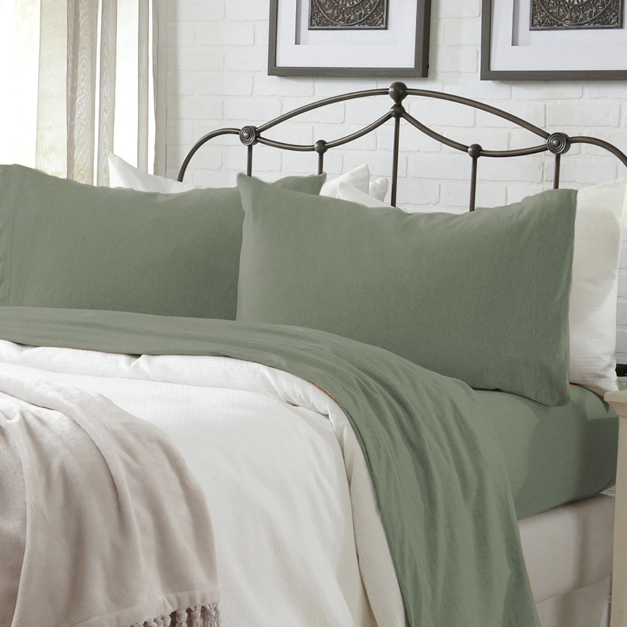 FreshFolds Ultra-Soft Cotton Heathered Melange Jersey Knit Sheet Set & Reviews | Wayfair