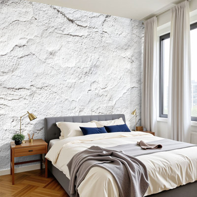 Papier peint auto-adhésif en plâtre blanc avec texture de pierre de stuc et texture de pierre H 100 po x l 144 po, papier peint amovible en PVC, peintures murales auto-adhésives, décor pour enfants, chambre à coucher, salon, chambre de bébé, bureau