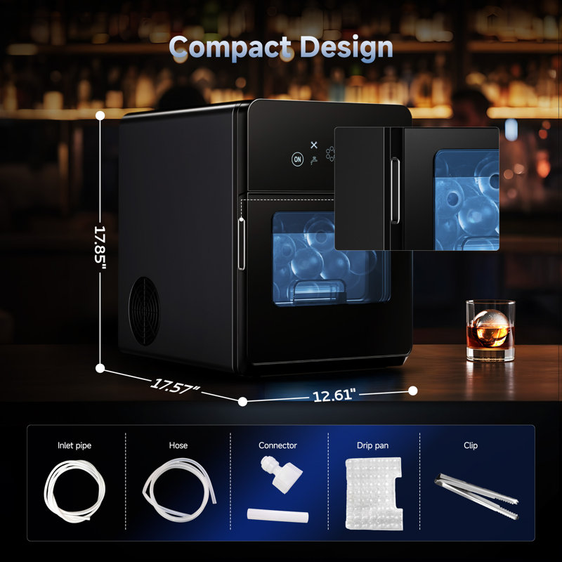 Euhomy Countertop Ice Ball Maker Machine, Sphere Ice Maker, 96 Pcs/24h, Black,Touch Screen