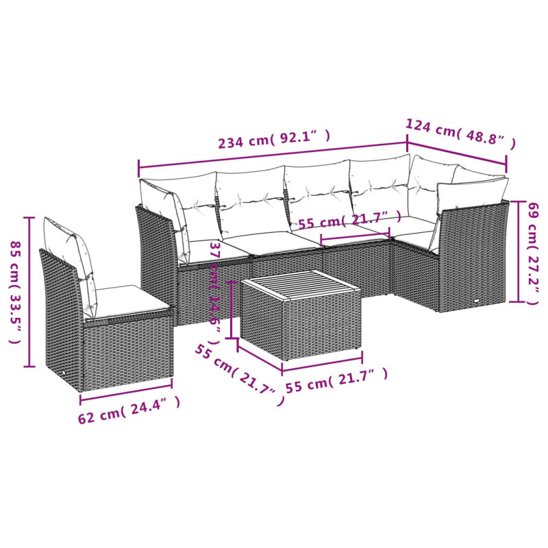 Vidaxl Garden Sofa Set Grey, Dark Grey