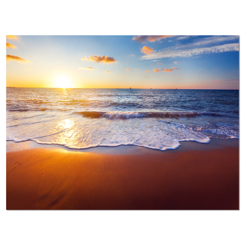 «Stunning Blue Waves and Brown Sand», reproduction de photo sur toile tendue, H 20 po x l 20 po x P 1 po