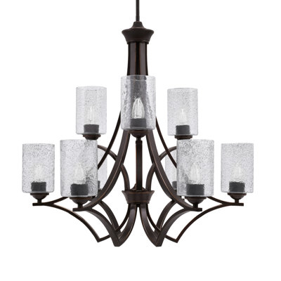 Lustre 9 lumières Zilo avec verre à bulles 4 po Zilo