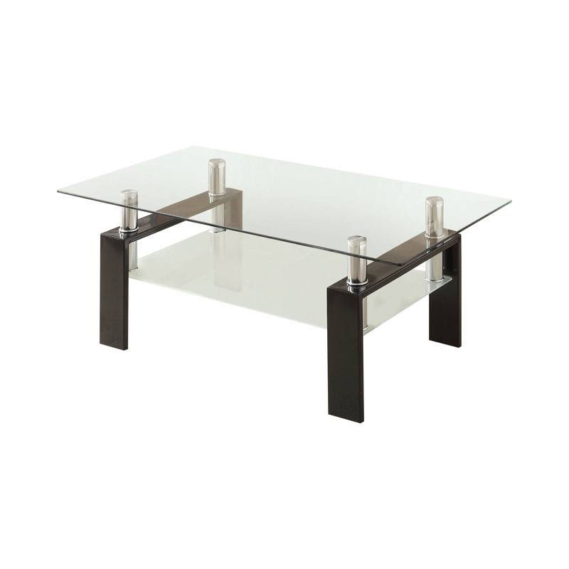 Table basse avec plateau en verre Dyer, Noir