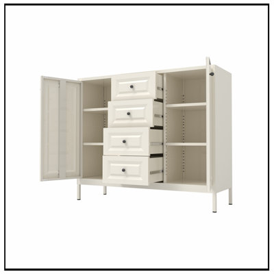 Armoire Palermo avec 4 tiroirs, 2 portes et tablettes réglables