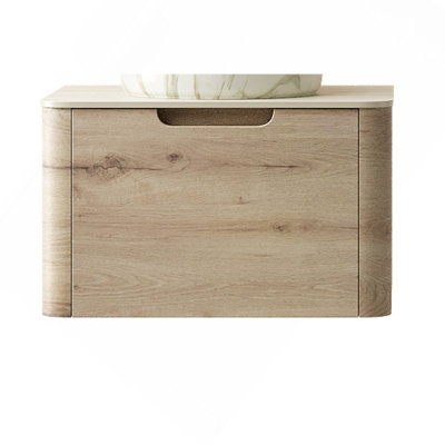 Plateau en pierre frittée de 24 po à motif de travertin et armoire blanche avec un tiroir, sans cuve, sans robinet et couvercle d'évier