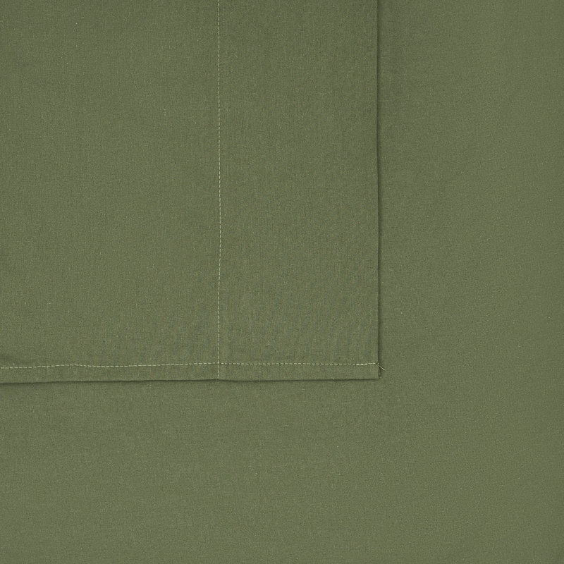 Ensemble de draps en coton Frye, Vert, Ensemble de draps pour grand lit avec 2 taies d'or