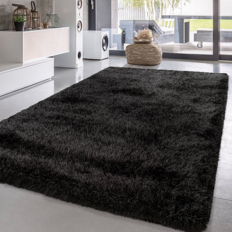 Tapis à poils longs gris anthracite Laurene, Rectangle 3 pi 11 po x 5 pi 7 po
