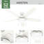 Ventilateur de plafond standard à 5 pales 44 po avec chaînette et ensemble d'éclairage à DEL 44 po Anisten ENERGY STAR®-95545316-95545320-95545321