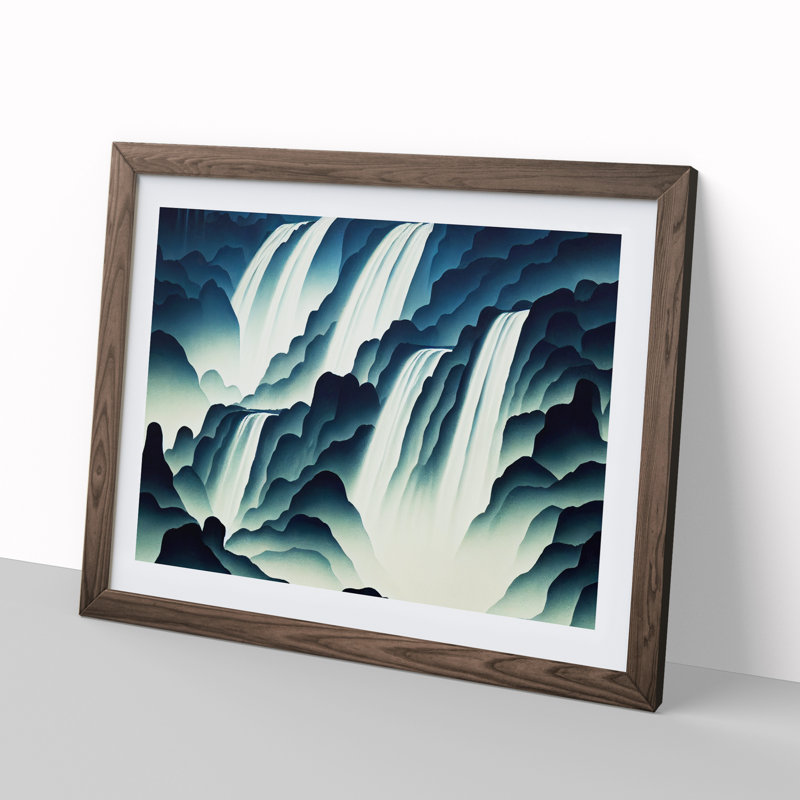Gorgeous Waterfall - Single Picture Frame Print, 46cm H x 64cm W x 2cm D, Walnut Framed
