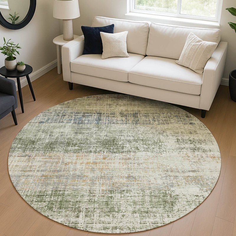 Machine Washable Indoor/Outdoor Jourdan ACN2388 Stripes Rug, Round 8'