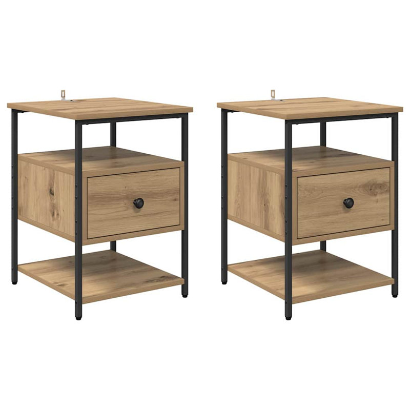 40cm W Manufactured Wood Bedside Table, Artisan Oak