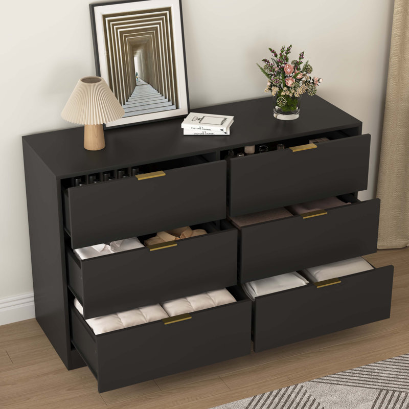 Simply Modern 6-Drawer Dresser, Black