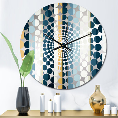 Horloge murale rayée bleu et blanc