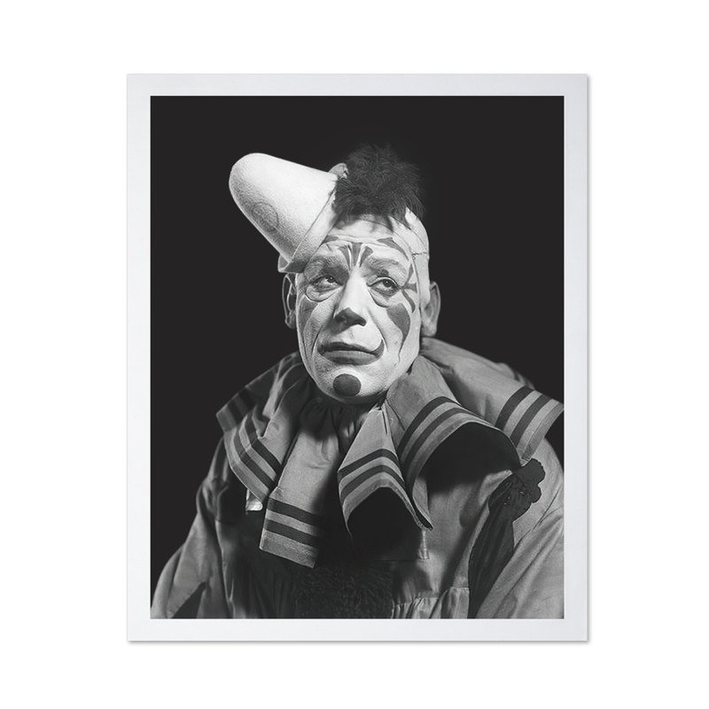 Creepy Clown, Poster, 18"H x 24"W, White Framed