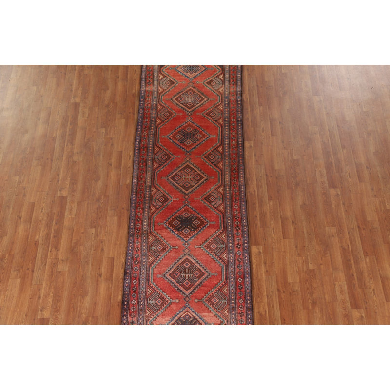 Red Geometric   Runner Rug 3x10