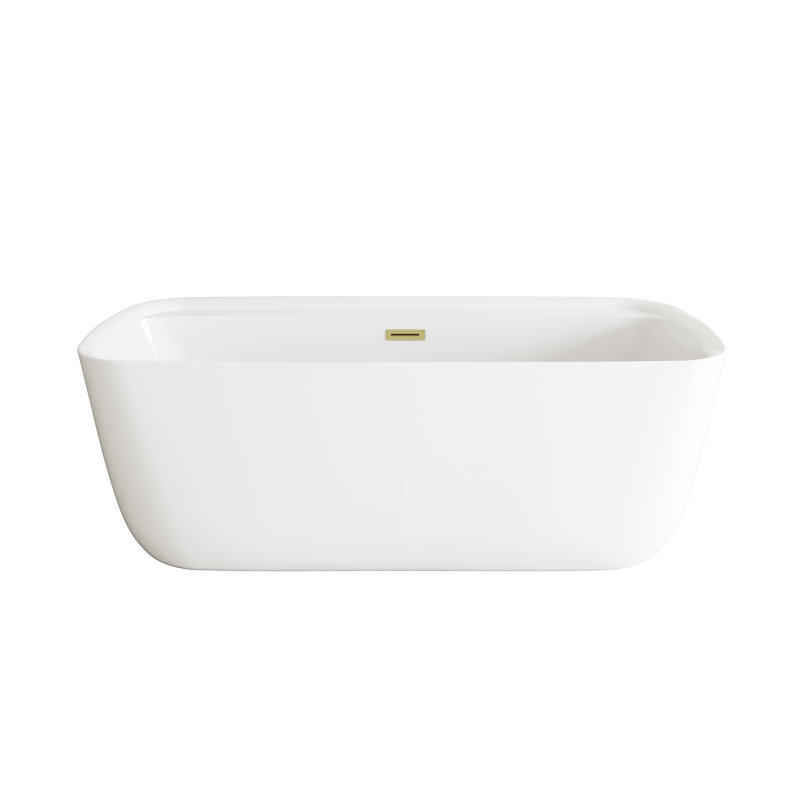 Cavidan 66.9375'' x 30.75'' Freestanding Soaking Bathtub, Brushed Gold