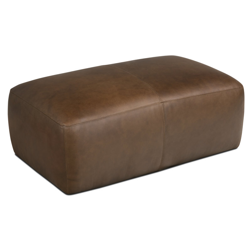 Repose-pieds en cuir italien Denver, Cuir véritable brun cacao