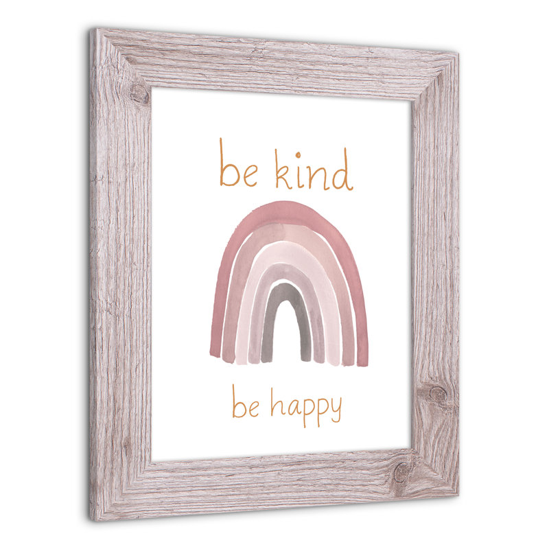 «Be Kind Happy», art encadré, H 14 po x l 11 po x P 0,75 po, Cadre blanc