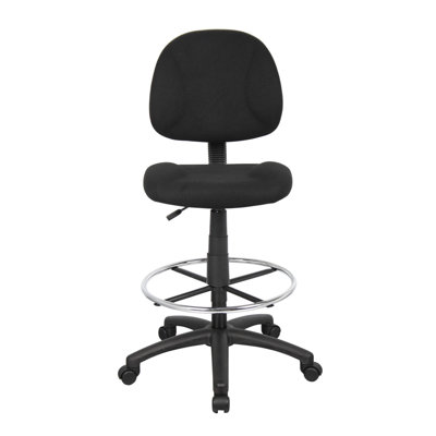 Jea Drafting Stool Chair, Gray Tweed, Contoured Back And Footring