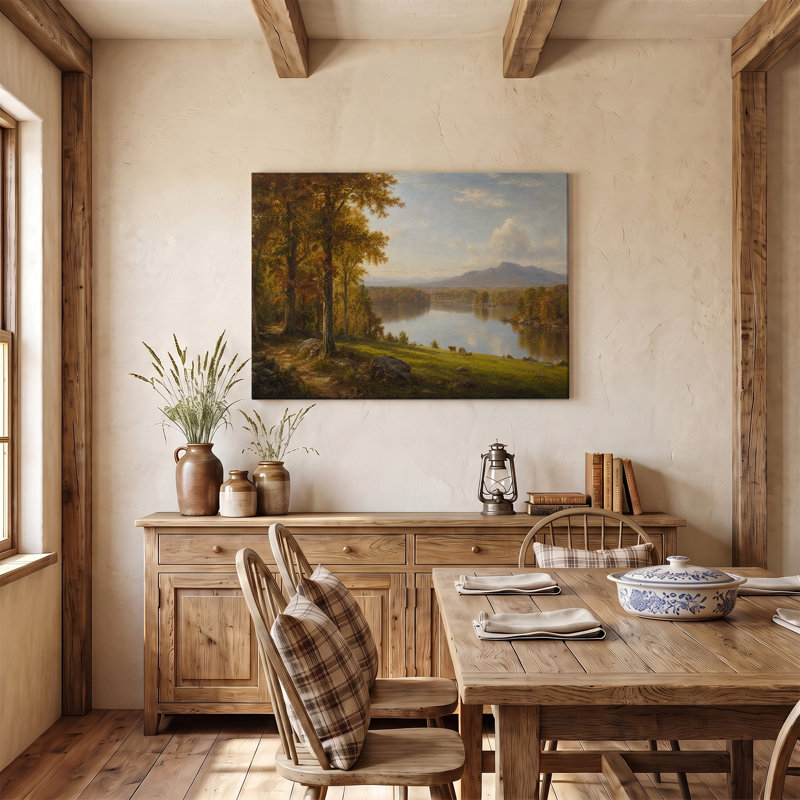 Reproduction sur toile d'un paysage lacustre pittoresque - 50 x 75 cm, H 20 po x l 30 po