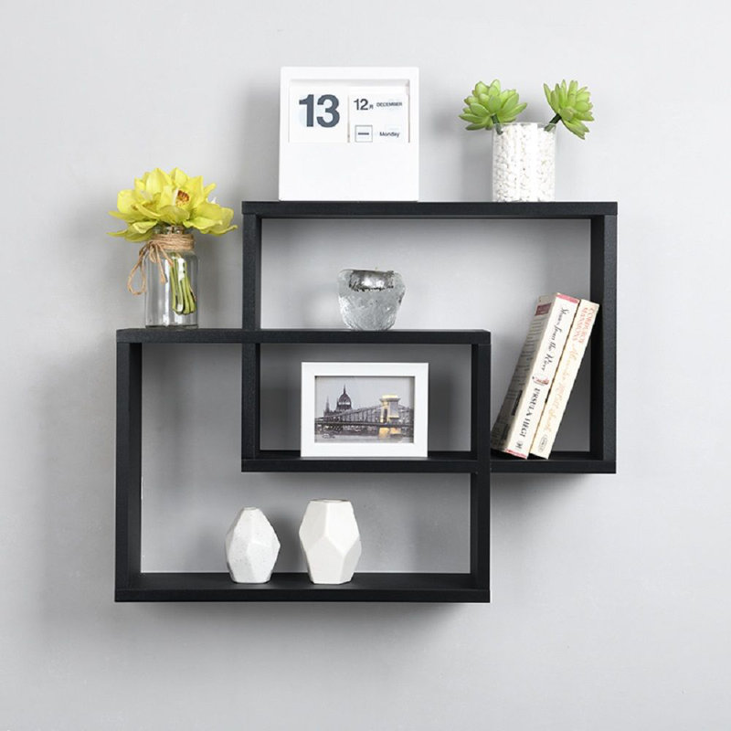 Desirre Square Accent Shelf, Black