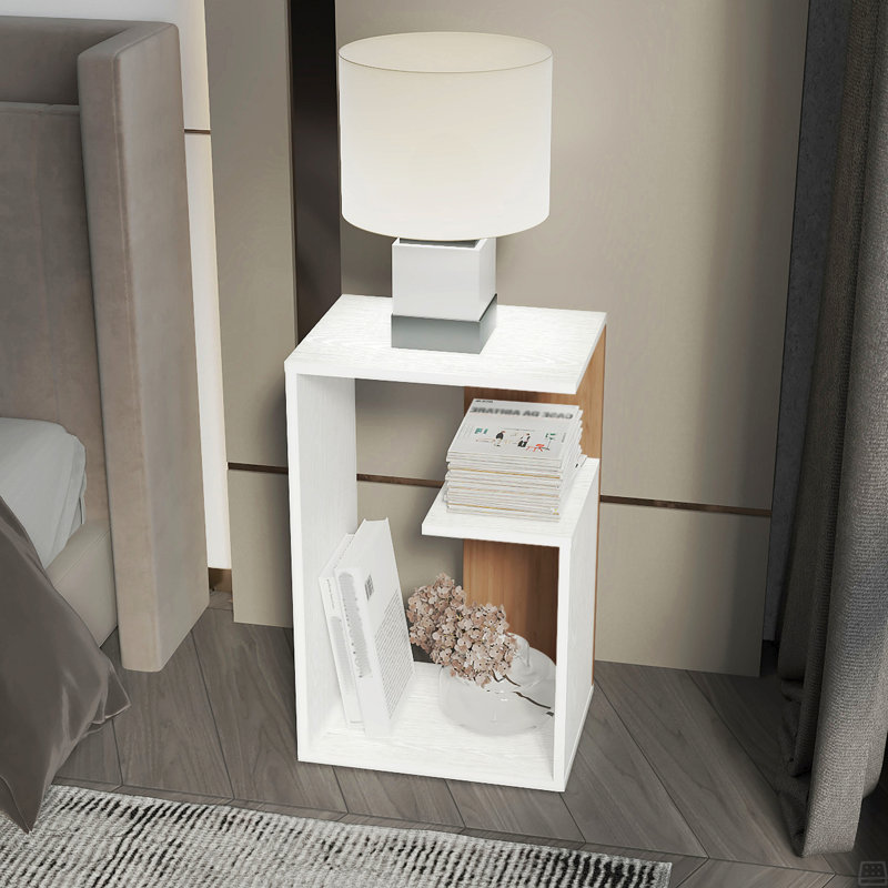25" High 3-Tier Side Table, White/White