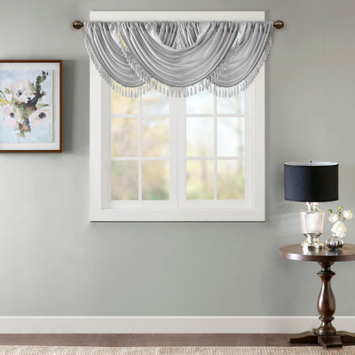 Faux Silk Waterfall Embellished Valance 38X46"