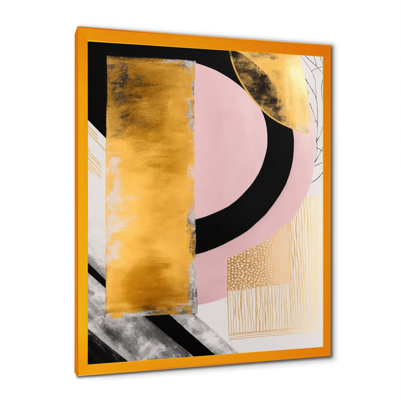 Rose et or Art déco IV - peinture sur toile, H 20 po x l 12 po x P 1 po, Impression dorée sur toile encadrée