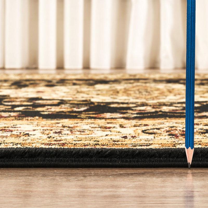 Tapis contemporain d'intérieur, Noir, Tapis de couloir 2 pi 7 po x 7 pi 3 po