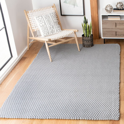 Tapis gris en coton tissé à plat à la main Anya-Louise