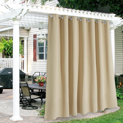 Extra Wide Outdoor Curtains For Patio Waterproof Heavy Duty Thermal Insulated In Summer Full Coverage Privacy For Porch, Gazebo & Pergola, W100 X L84, Biscotti Beige, 1 Panel