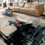 Hand Knotted Abstract Area Rug in Beige/Black/Blue-1066940101