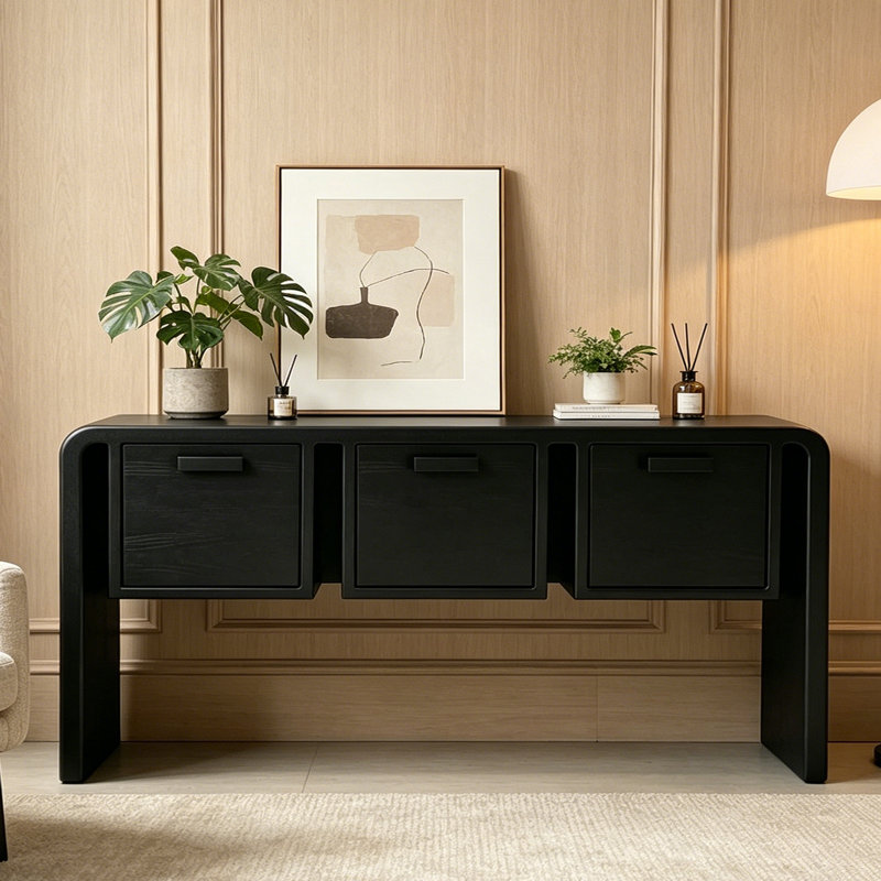 Console Mid-Century, 31.5" H x 70.9" W x 15.7" D
