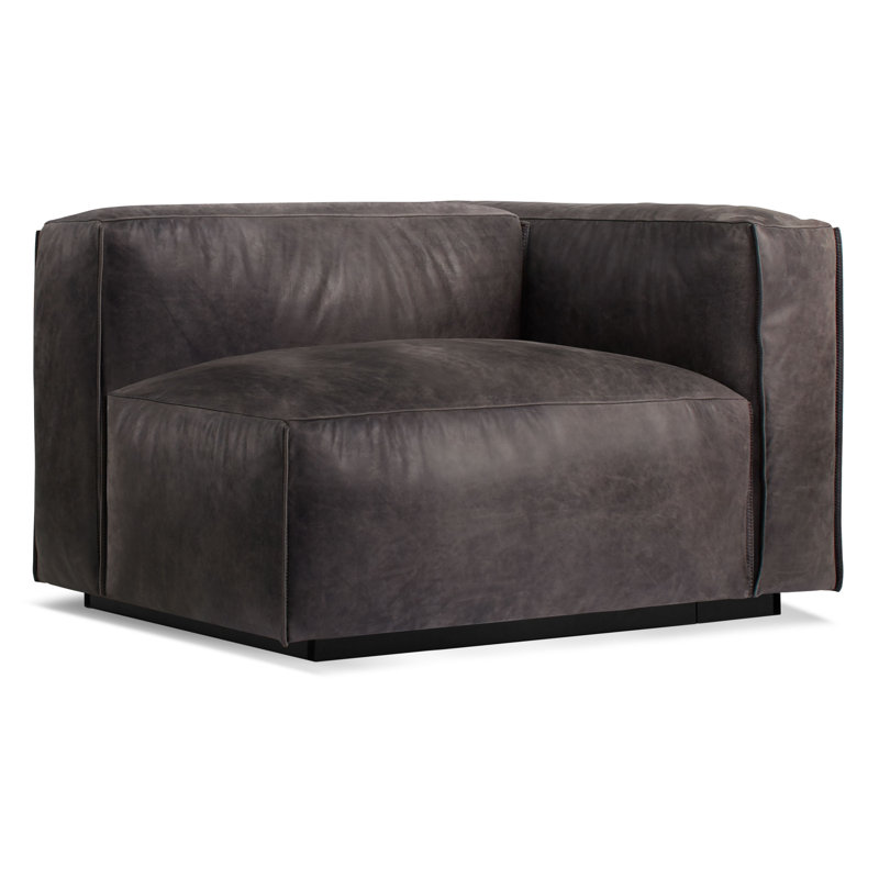 Cleon Chaise Lounge, Slate Genuine Leather, Right Hand Facing