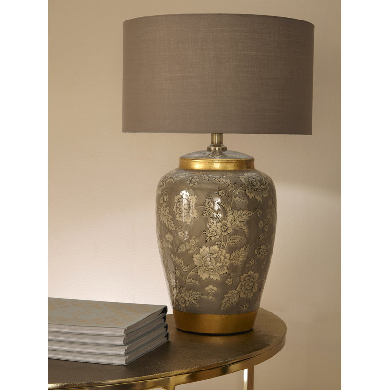 Loranger 17cm H Polycotton Drum Lamp Shade ( Screw On ) in Steel Grey, 20cm H x 30cm W x 30cm D