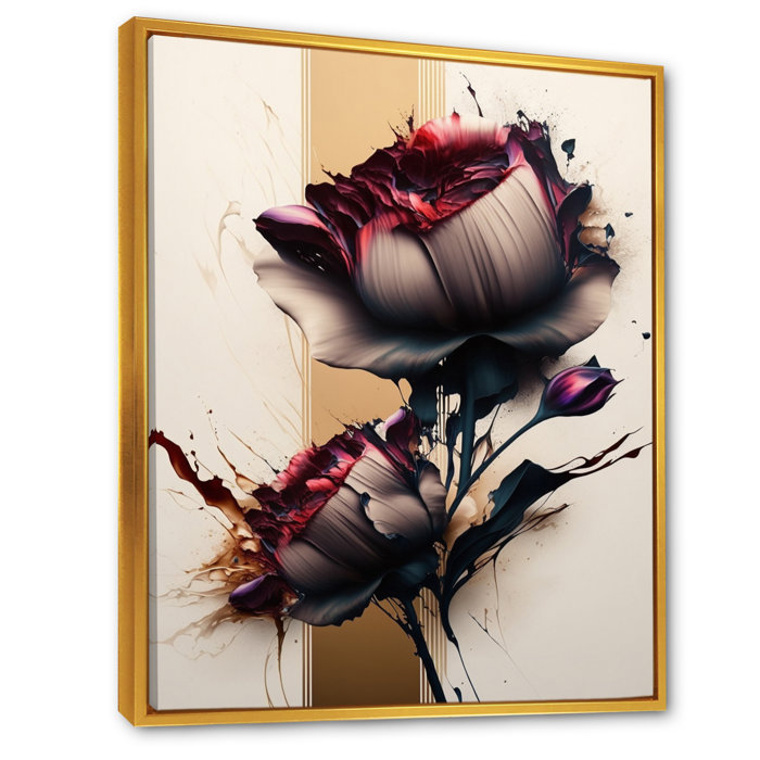 Ivy Bronx Red Peony Flower On Abstract Paint II On Canvas Painting ...