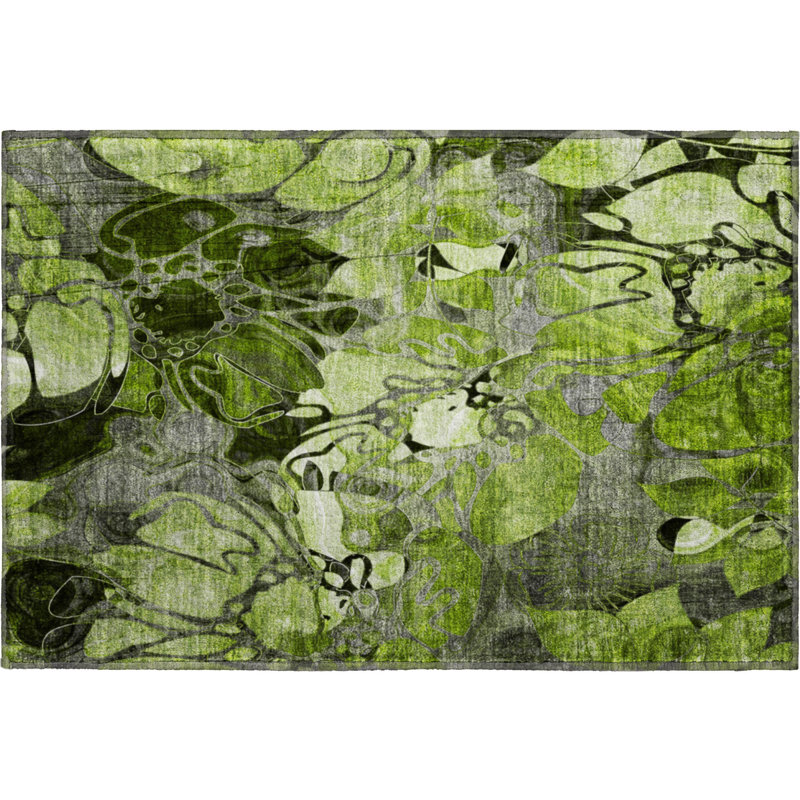Tapis fougère de qualité supérieure lavable à la machine Cerrito AMF558, Rectangle 1 pi 8 po x 2 pi 6 po