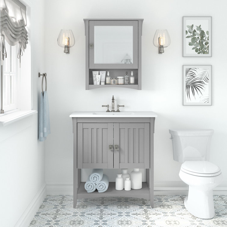 Keyunta Single Bathroom Vanity with Ceramic Top with Mirror