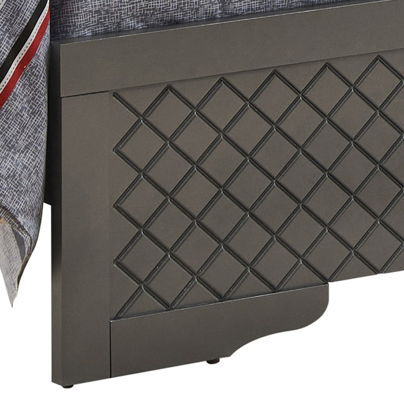 Upholstered Standard Bed, Metallic Black, King