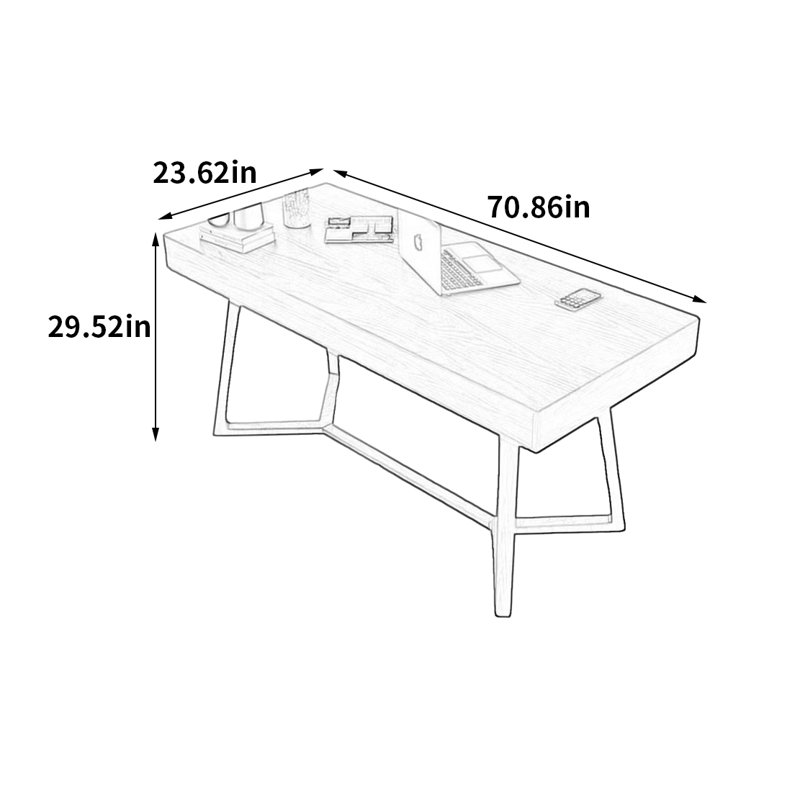 Bureau de conception unique, H 29,52 po x l 70,86 po x P 23,62 po