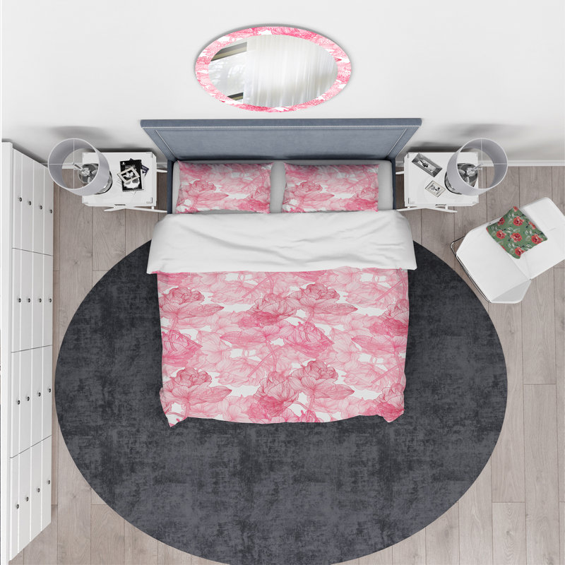 Ensemble de housse de couette à fleurs à la main designart, Housse de couette très grand + 2 taies décoratives